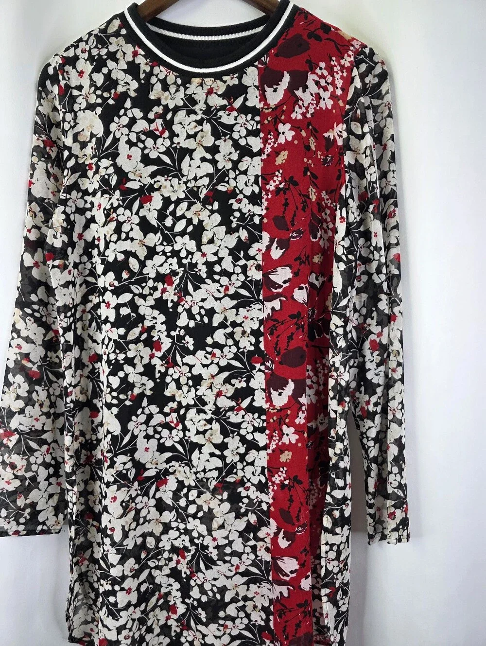 Calvin Klein Womens Size Med Floral Sheer Lined Crew Neck Tunic Dress Multicolor - Picture 4 of 16
